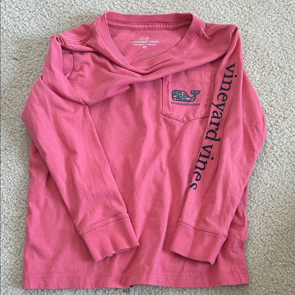 Vineyard Vines Kids Long Sleeve Tee in Coral